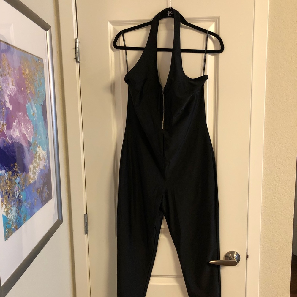 Black Plus Jumpsuit with zipper front detail